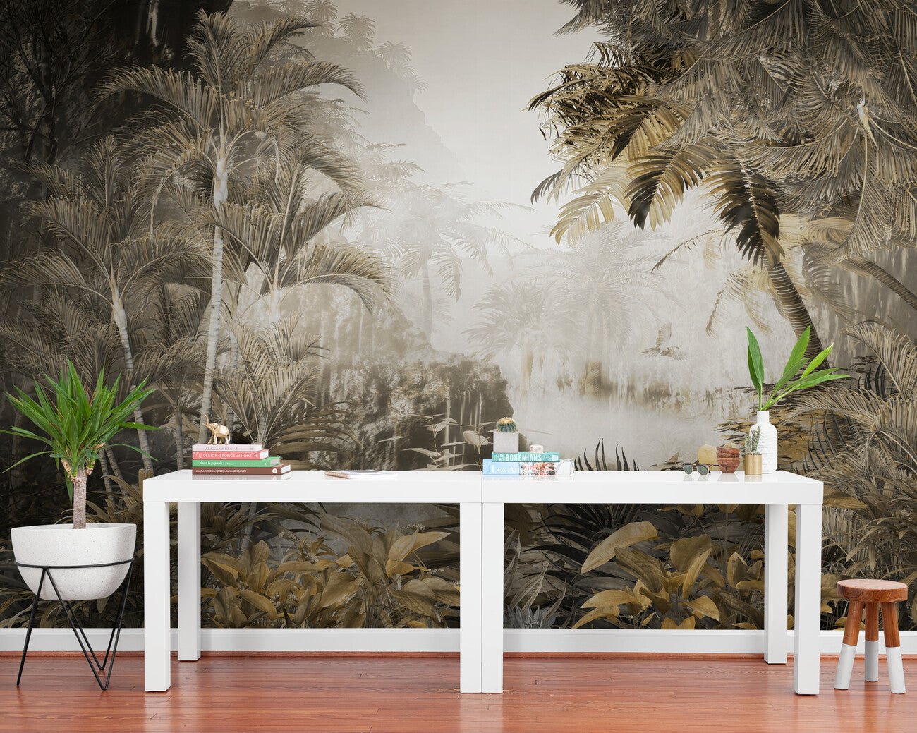 Papier peint Papier peint vintage paysage tropical de jungle apporte