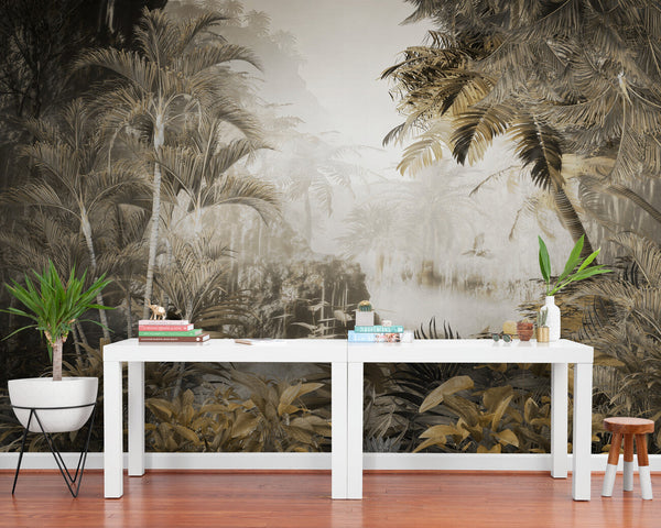 Papier peint Papier peint vintage paysage tropical de jungle apporte