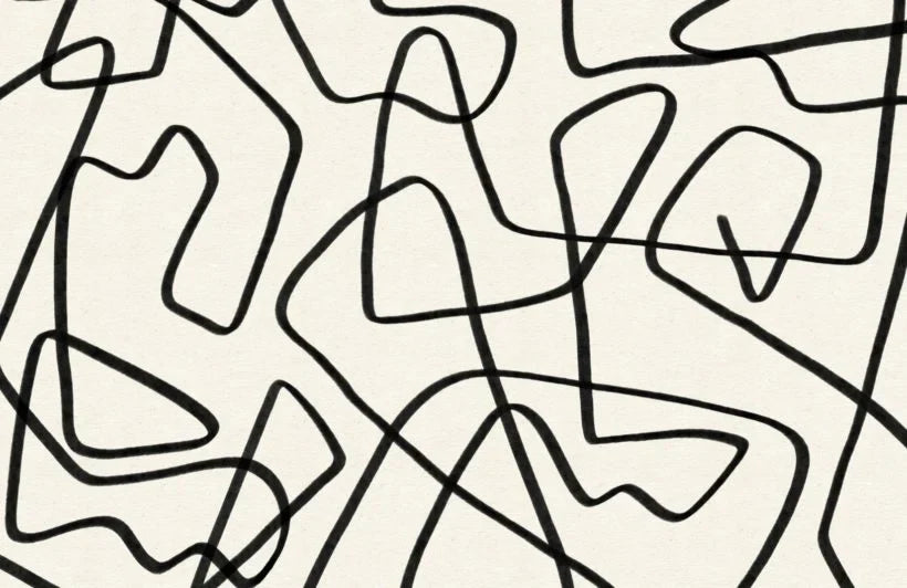 Papier peint panoramique croquis noir et beige