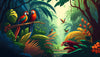 Papier peint panoramique plantes tropicales design