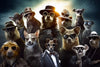 Papier peint enfant abstrait animaux en costumes