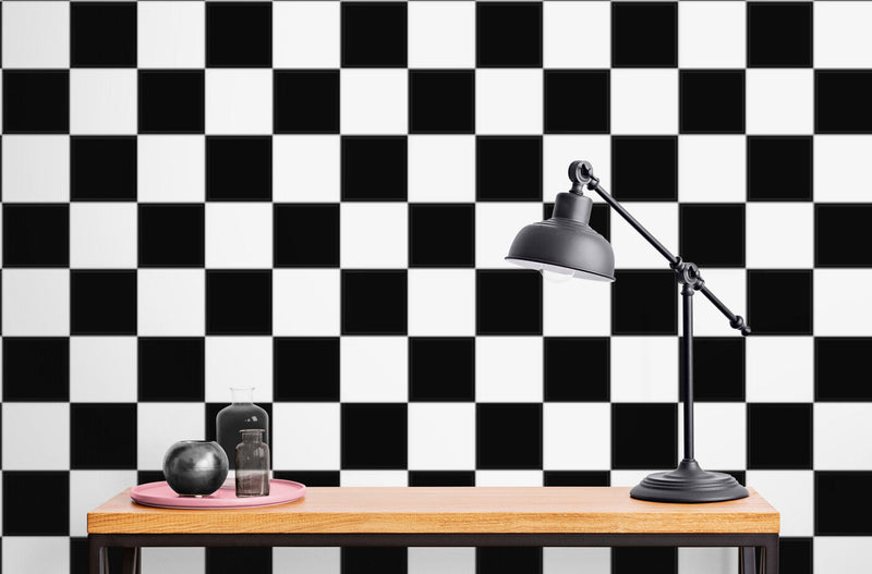 Papier peint Papier peint damier noir et blanc géométrique audacieux classique