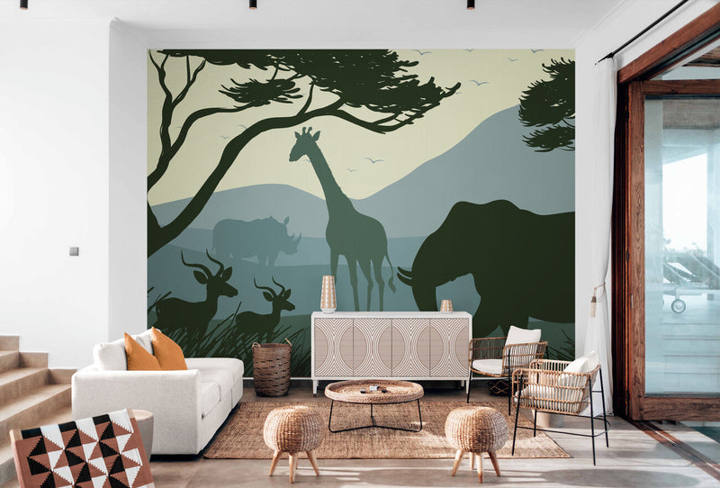 Papier peint Papier peint animaux tropicaux épuré et africain,