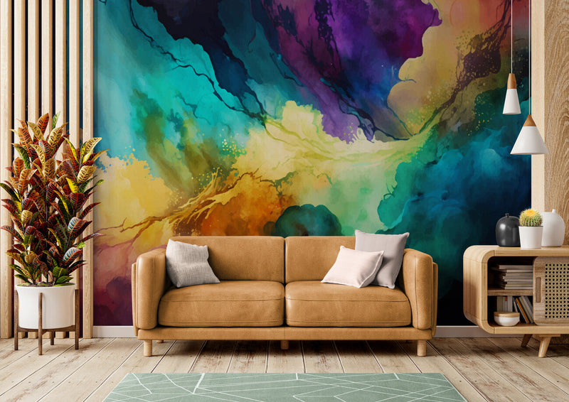 Papier peint Papier peint art abstrait aquarelle coloré abstrait inspiré vives