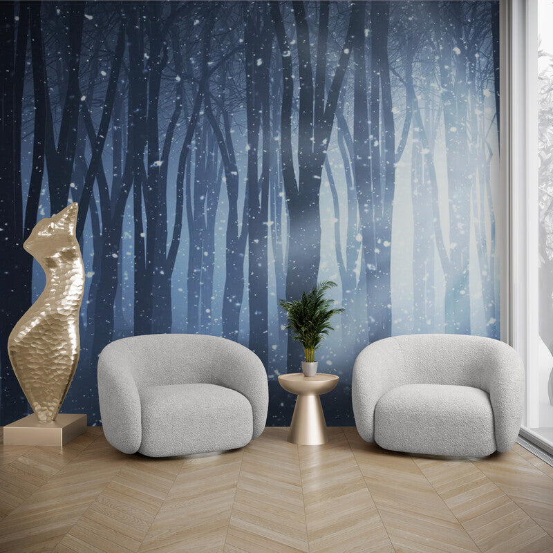 Papier peint Papier peint panoramique forêt gelée sereine et