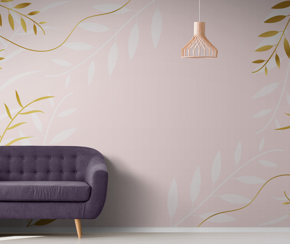 Papier peint Papier peint plantes tropicales rose floral délicat, scandinave