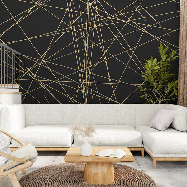 Papier peint Papier peint géométrique lignes abstraites dorée abstrait de contemporain,