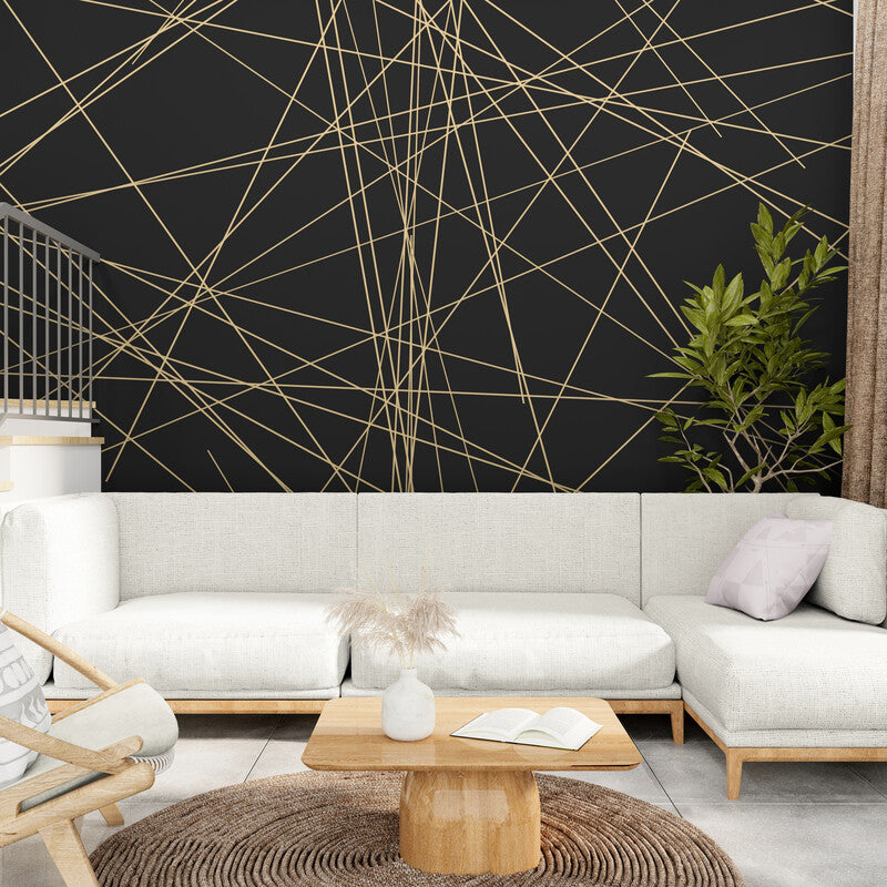 Papier peint Papier peint géométrique lignes abstraites dorée abstrait de contemporain,