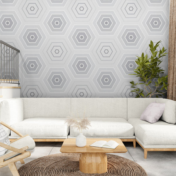 Papier peint Papier peint géométrique hexagone noir et blanc géométrique de scandinave,