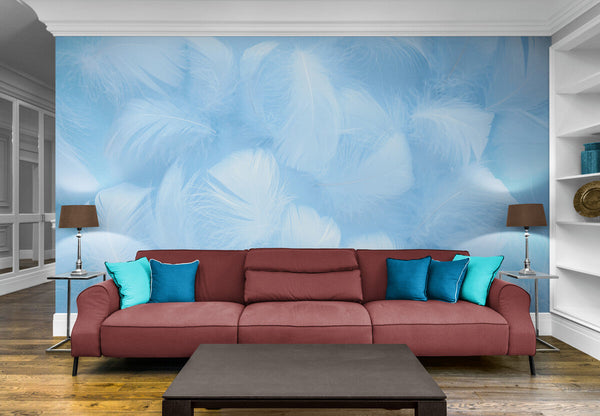 Papier peint Papier peint plumes bleus aérien de apportera