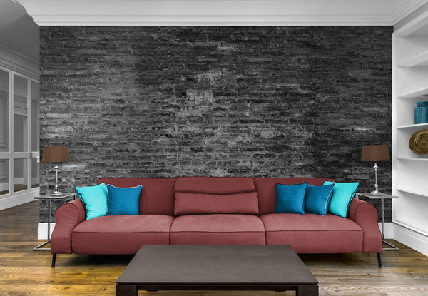 Papier peint Papier peint briques noir vintage de briques loft