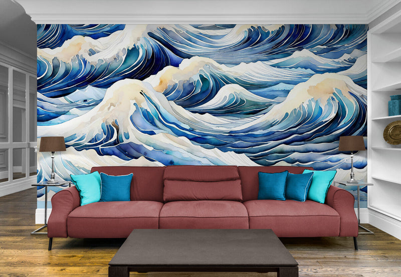 Papier peint Papier peint vague bleue apporte une