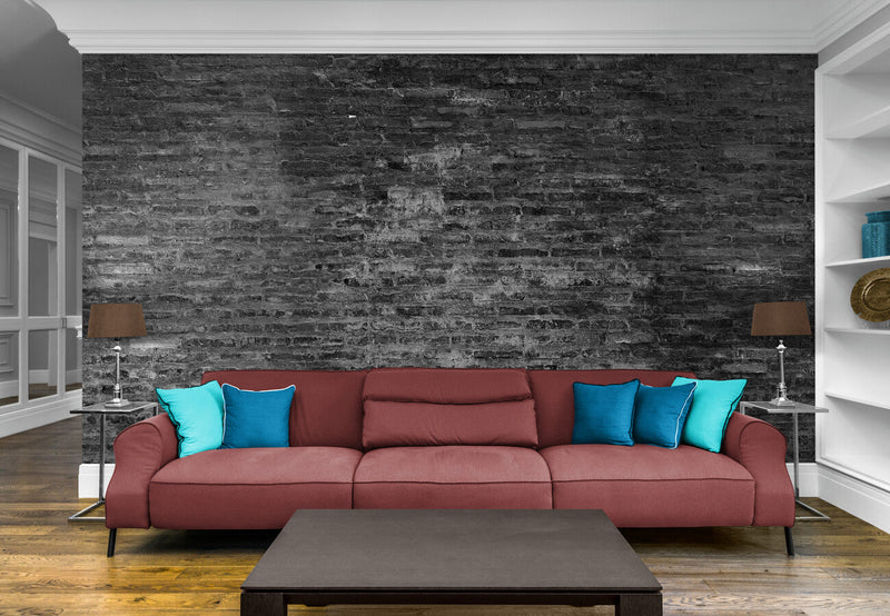 Papier peint Papier peint briques noir vintage de briques loft