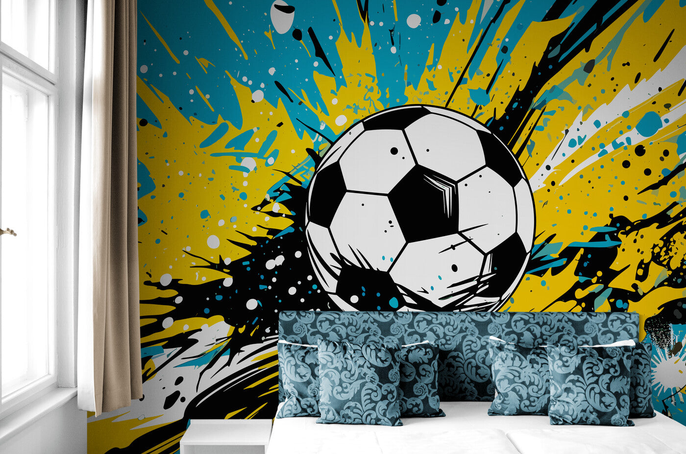 Papier peint Papier peint graffiti ballon de foot abstrait inspiré vives.