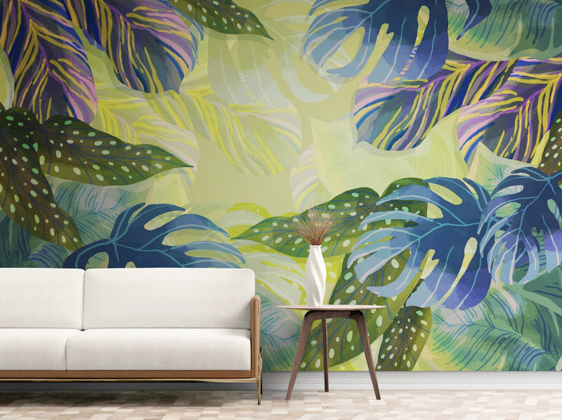 Papier peint Papier peint abstrait feuillage tropical luxuriant de apporte
