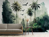 Papier peint Papier peint panoramique forêt tropicale et animaux évoque une tropicale