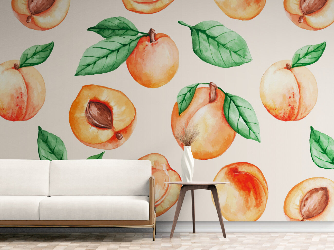 Papier peint Papier peint fruits pêches vintage aquarelle de inspiré