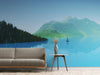 Papier peint Papier peint panoramique lac et montagnes vertes aux couleurs douces