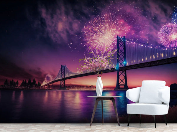 Papier peint Papier peint panoramique pont illuminé offre une festive