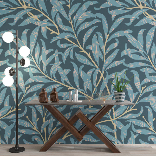 Papier peint Papier peint feuillage plantes bleus floral stylisé apporte