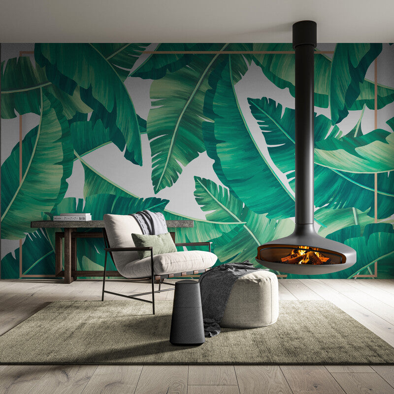 Papier peint Papier peint feuilles de palmier tropical vert de grandes apporte