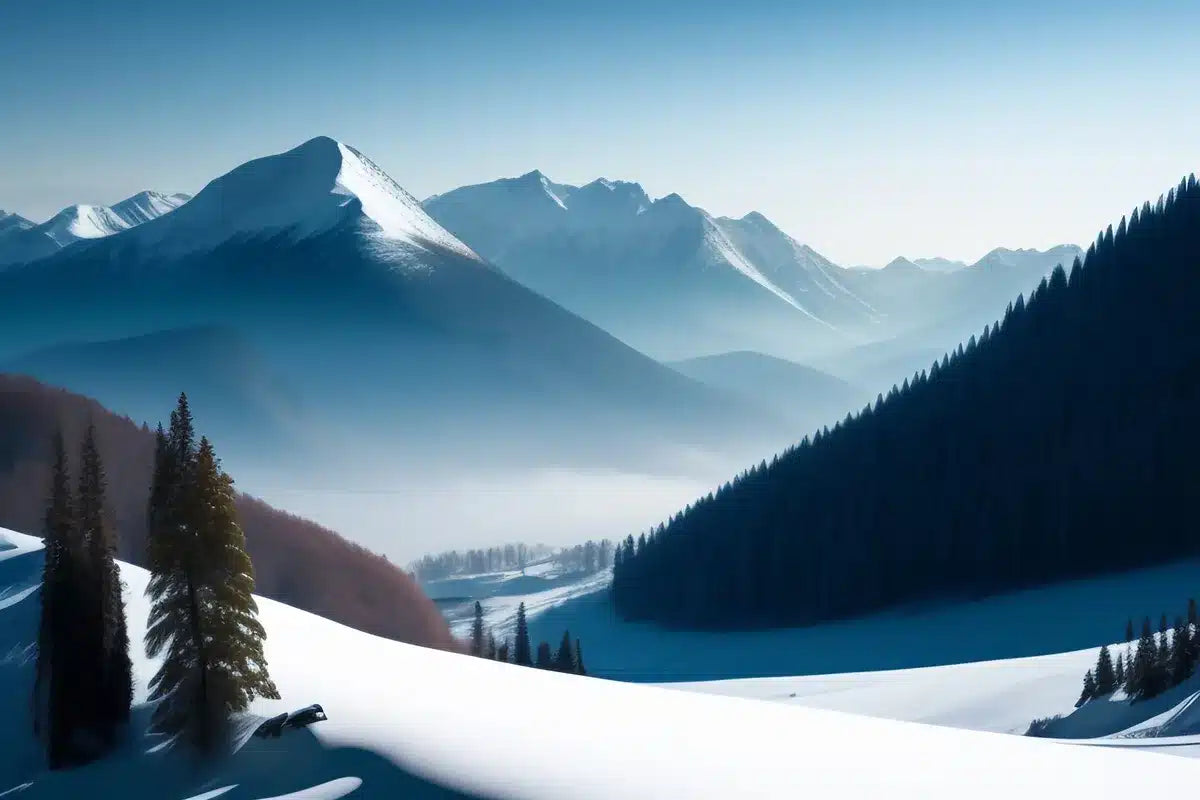 Papier peint panoramique montagnes enneigées