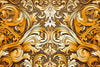 Papier peint baroque orange et doré