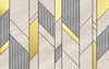 Papier peint lignes géométriques marron, gris, blanc et doré