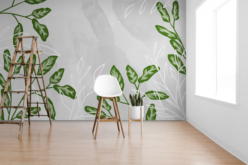 Papier peint Papier peint feuillage vert végétal stylisé, apporte