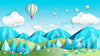 Papier peint enfant montgolfières et montagnes bleues