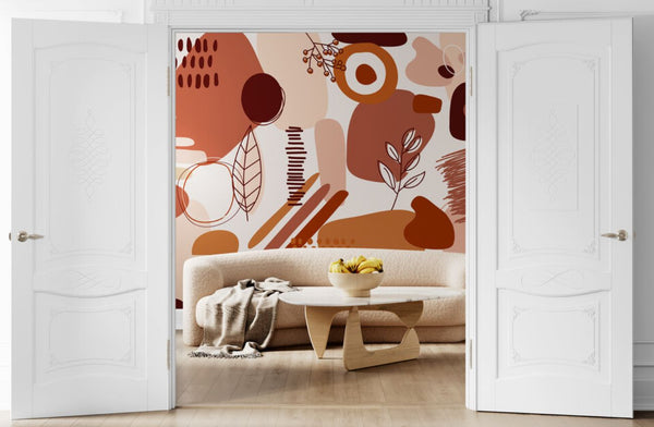 Papier peint Papier peint abstrait terracotta abstrait aux scandinave,