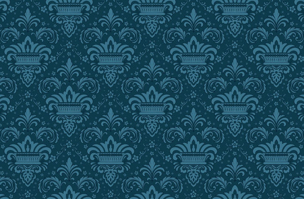 Papier peint Papier peint baroque bleu canard damassé classique, élégant