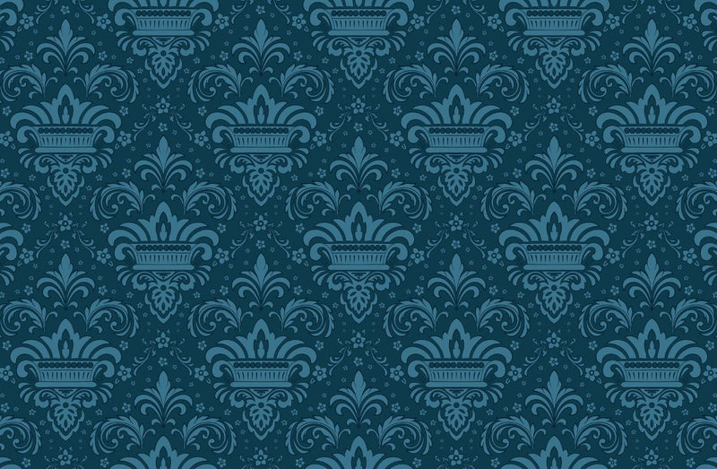 Papier peint Papier peint baroque bleu canard damassé classique, élégant