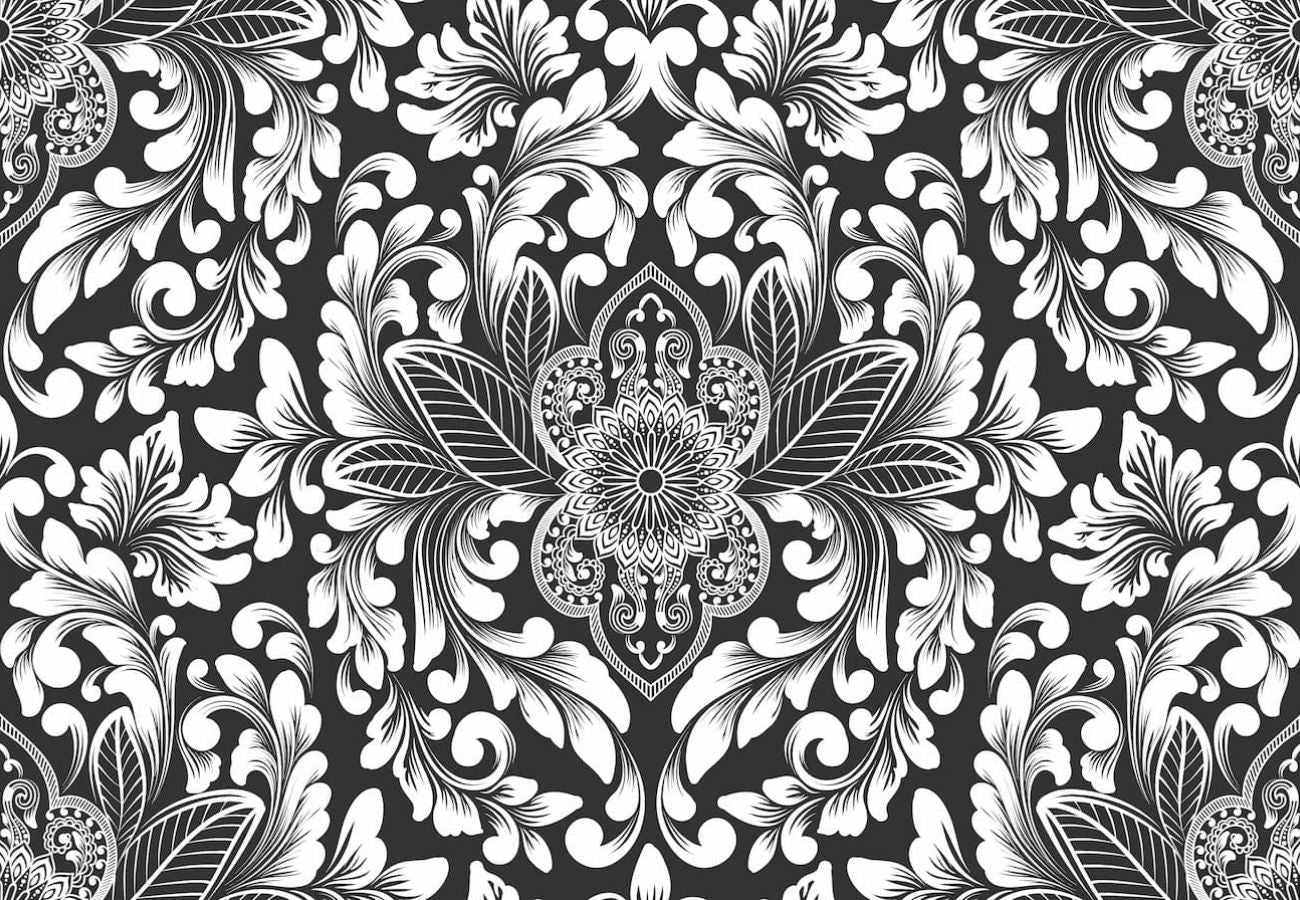 Papier peint baroque noir et blanc
