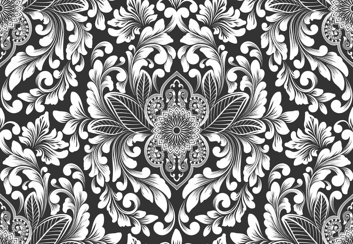 Papier peint baroque noir et blanc
