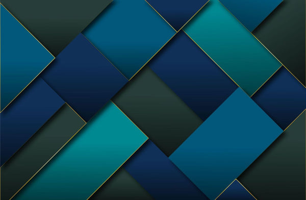 Papier peint Papier peint géométrique bleu canard géométrique abstrait contemporain,