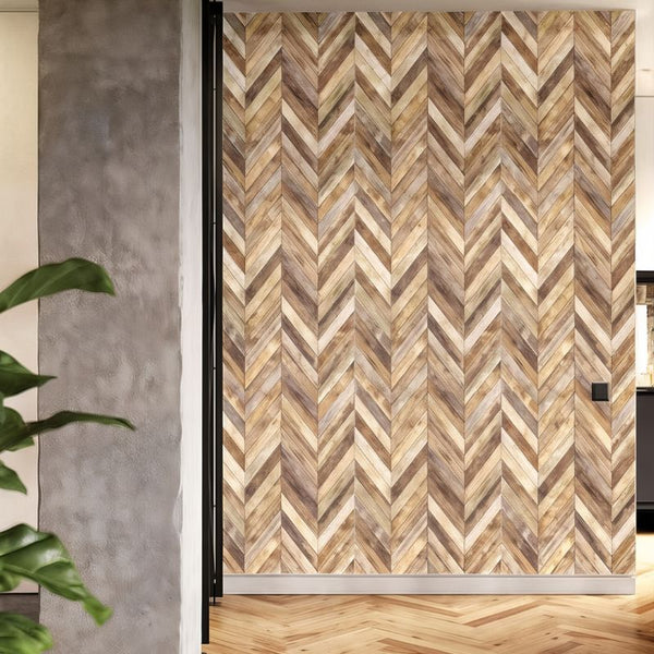Papier peint Papier peint chevron bois en chevrons français