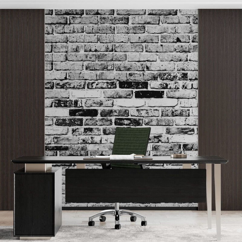 Papier peint Papier peint brique noir et blanc de briques urbain,