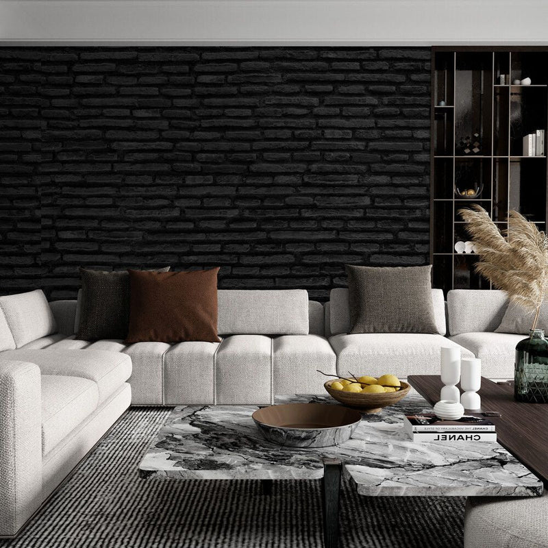 Papier peint Papier peint brique noir salon de briques urbain,