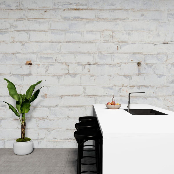 Papier peint Papier peint brique blanche vieillie de briques industriel