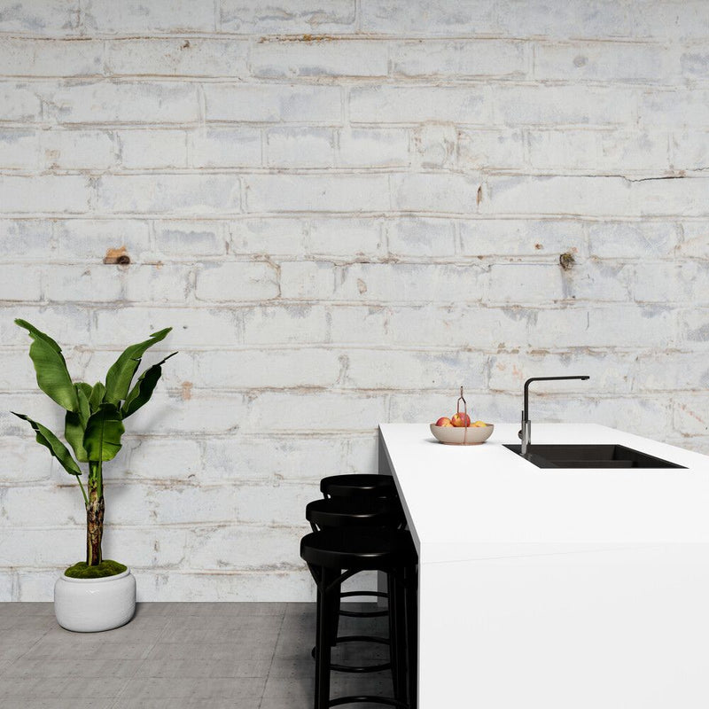 Papier peint Papier peint brique blanche vieillie de briques industriel