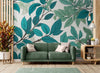 Papier peint Papier peint feuillage bleu canard végétal stylisé évoque