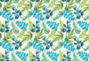 Papier peint feuillage bleu vert