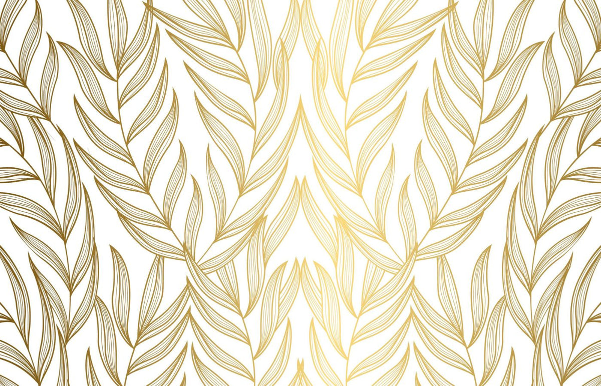 Papier peint feuillage doré