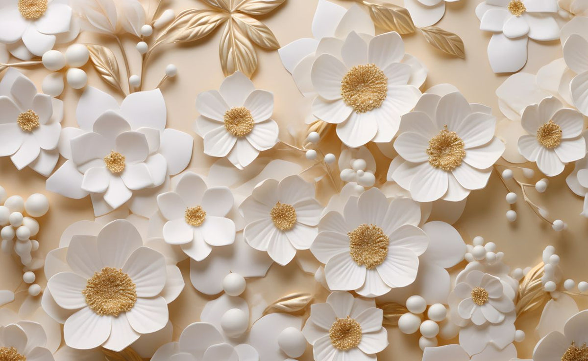 Papier peint fleurs 3D