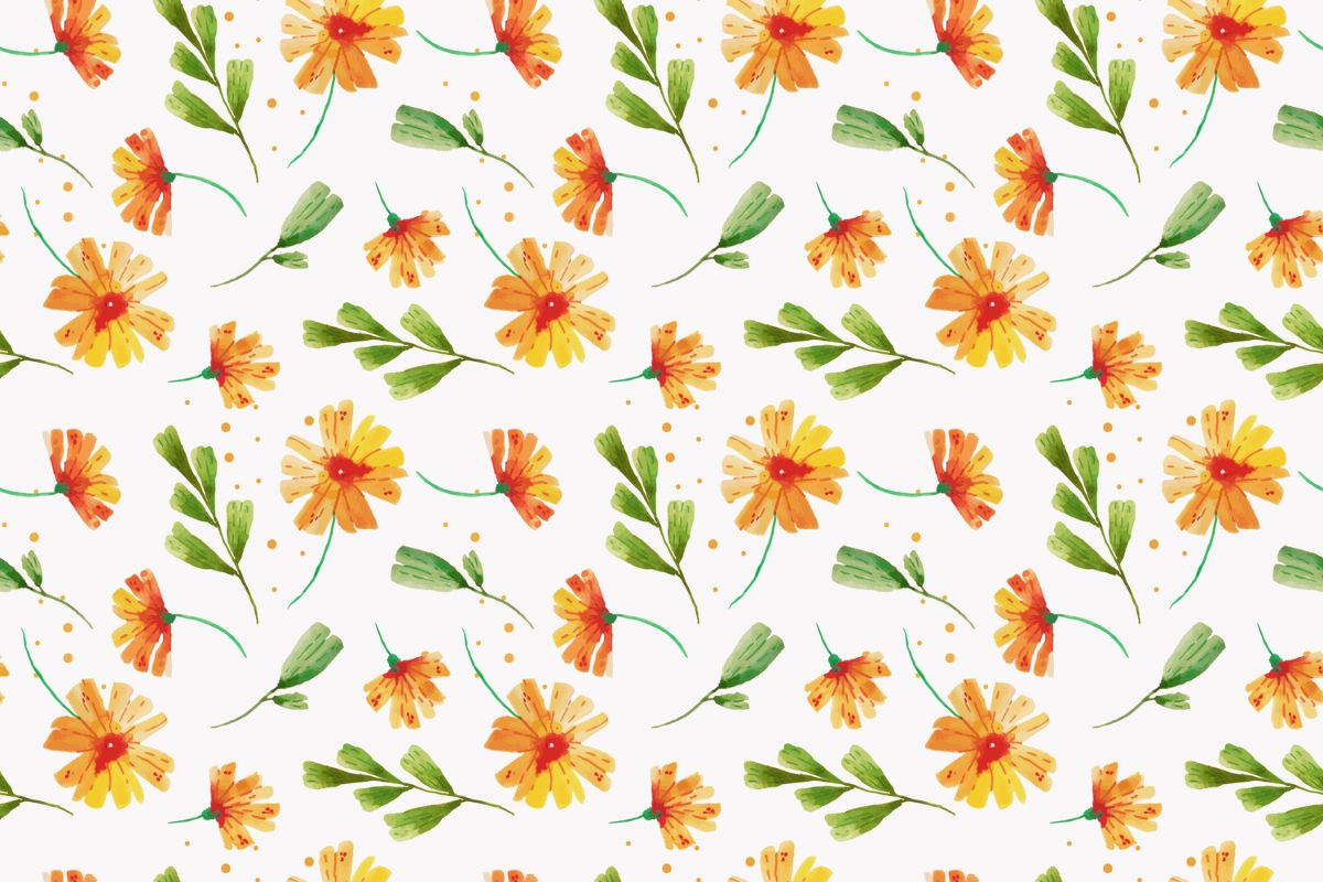 Papier peint fleurs oranges