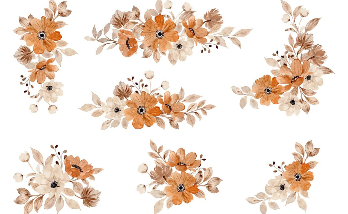 Papier peint fleurs terracotta