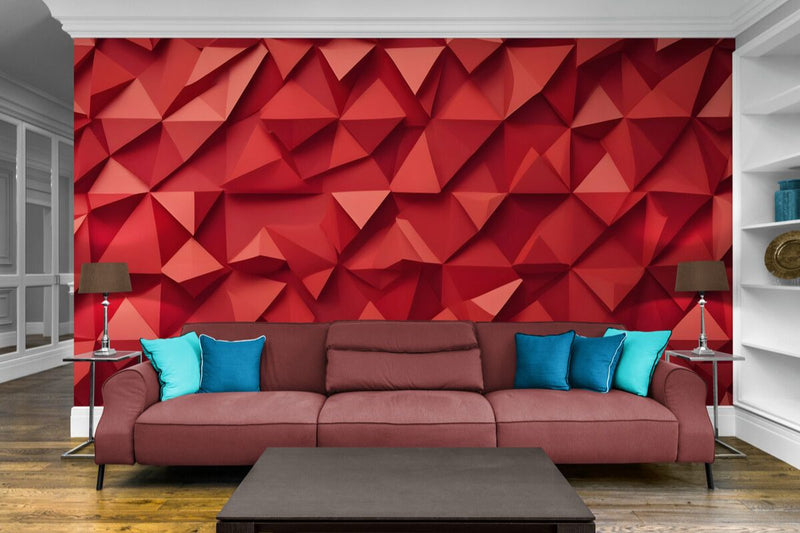 Papier peint Papier peint géométrique rouge géométrique abstrait contemporain,