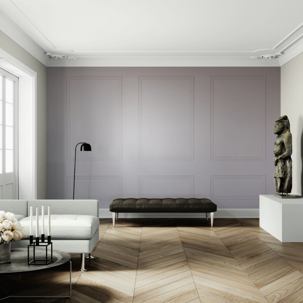 Papier peint effet moulures trompe l'oeil