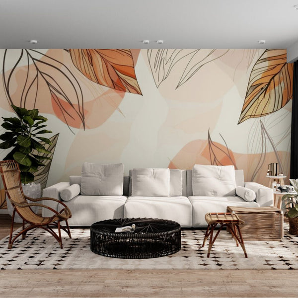 Papier peint Papier peint jungle terracotta floral abstrait, scandinave,